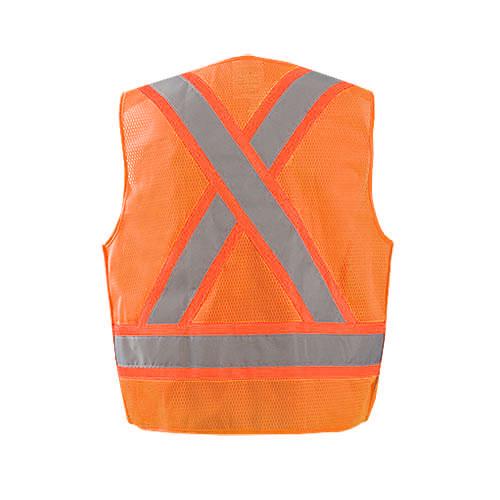 OccuNomix Men's Orange 5 Point Break-Away Two Tone X Back Mesh Vest