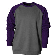 BAW Men's Heather Black/Purple Raglan Sleeve Crewneck Fleece