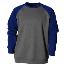 BAW Men's Heather Black/Royal Raglan Sleeve Crewneck Fleece