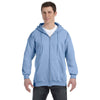 Hanes Men's Light Blue 9.7 oz. Ultimate Cotton 90/10 Full-Zip Hood