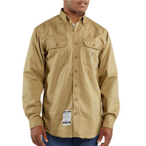 Carhartt Men's Khaki Flame-Resistant Twill Shirt with Pocket Flap