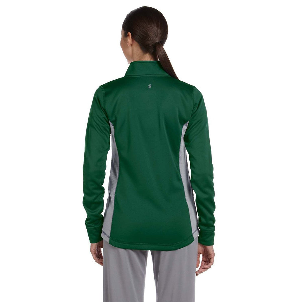 Russell Athletic Women's Dark Green/Steel Tech Fleece Full-Zip Cadet
