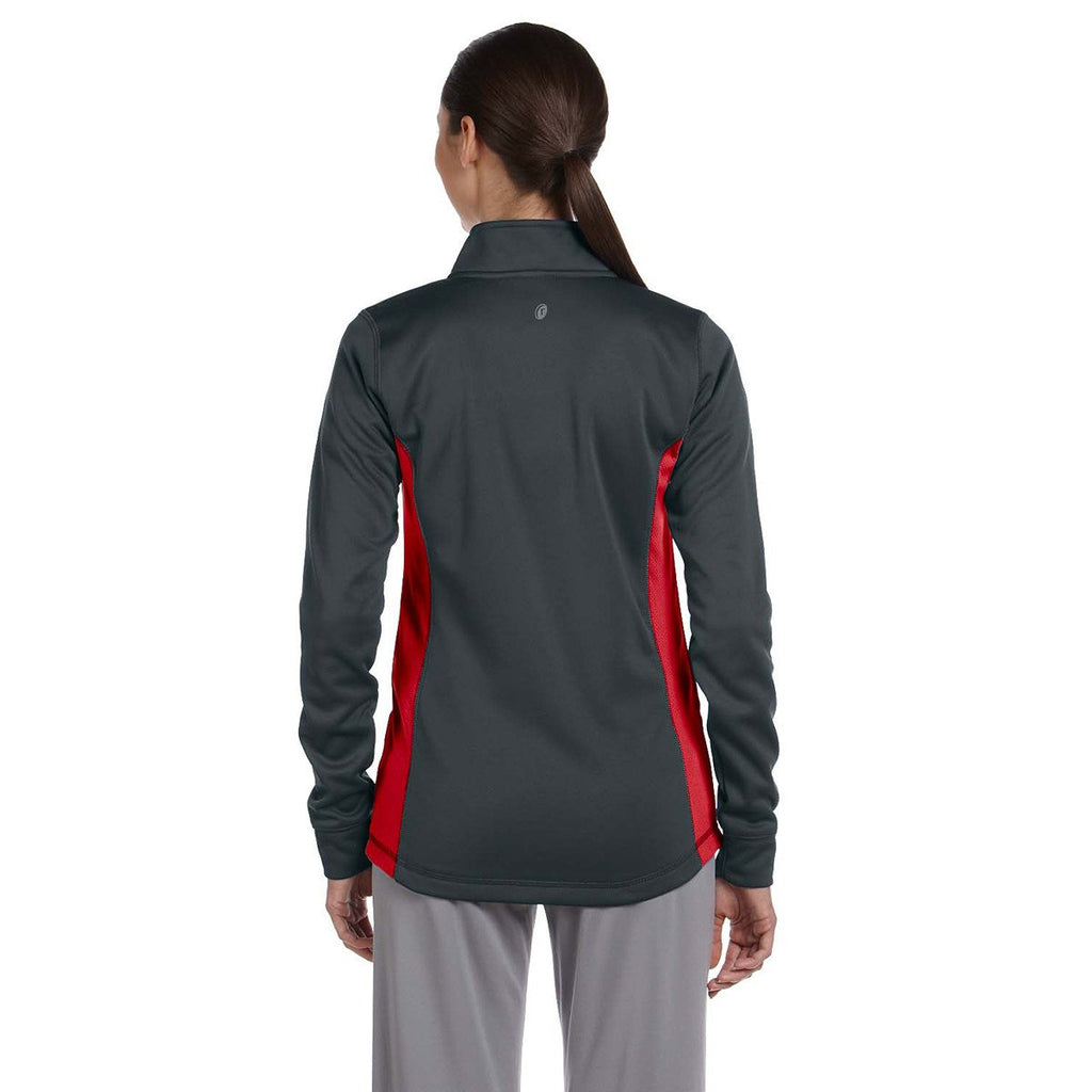 Russell Athletic Women's Stealth/True Red Tech Fleece Full-Zip Cadet