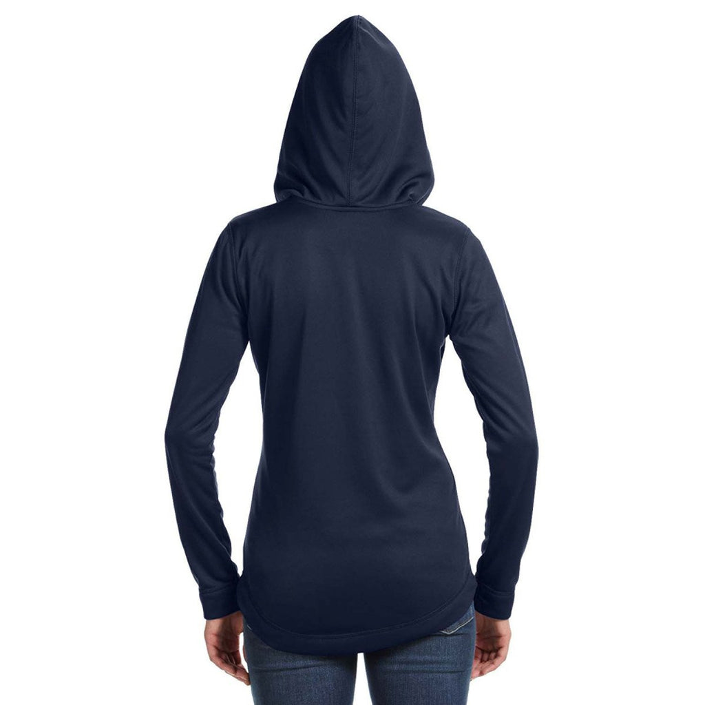Russell Athletic Women's Navy Tech Fleece Quarter-Zip Pullover Hood