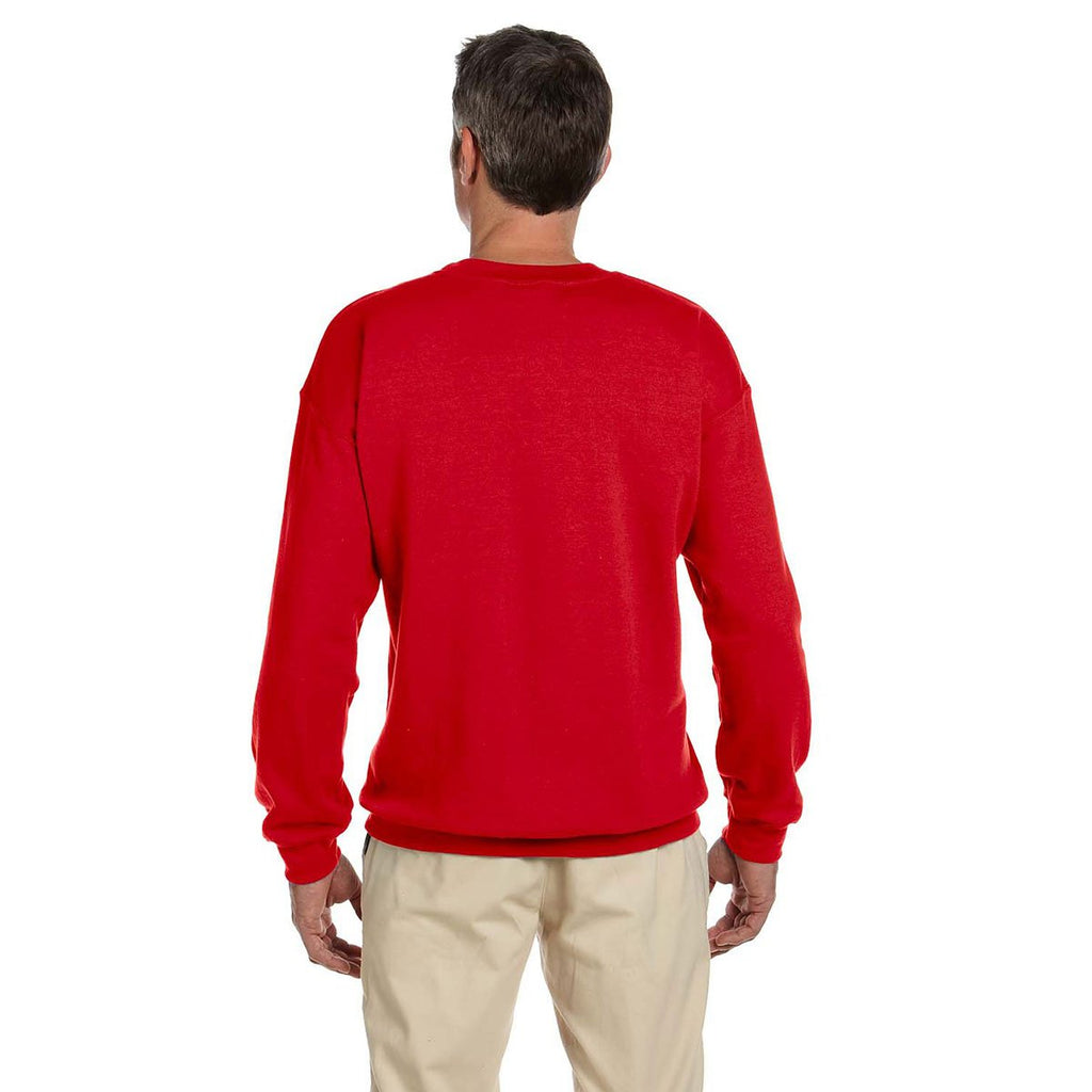 Gildan Men's Cherry Red Heavy Blend 50/50 Fleece Crew