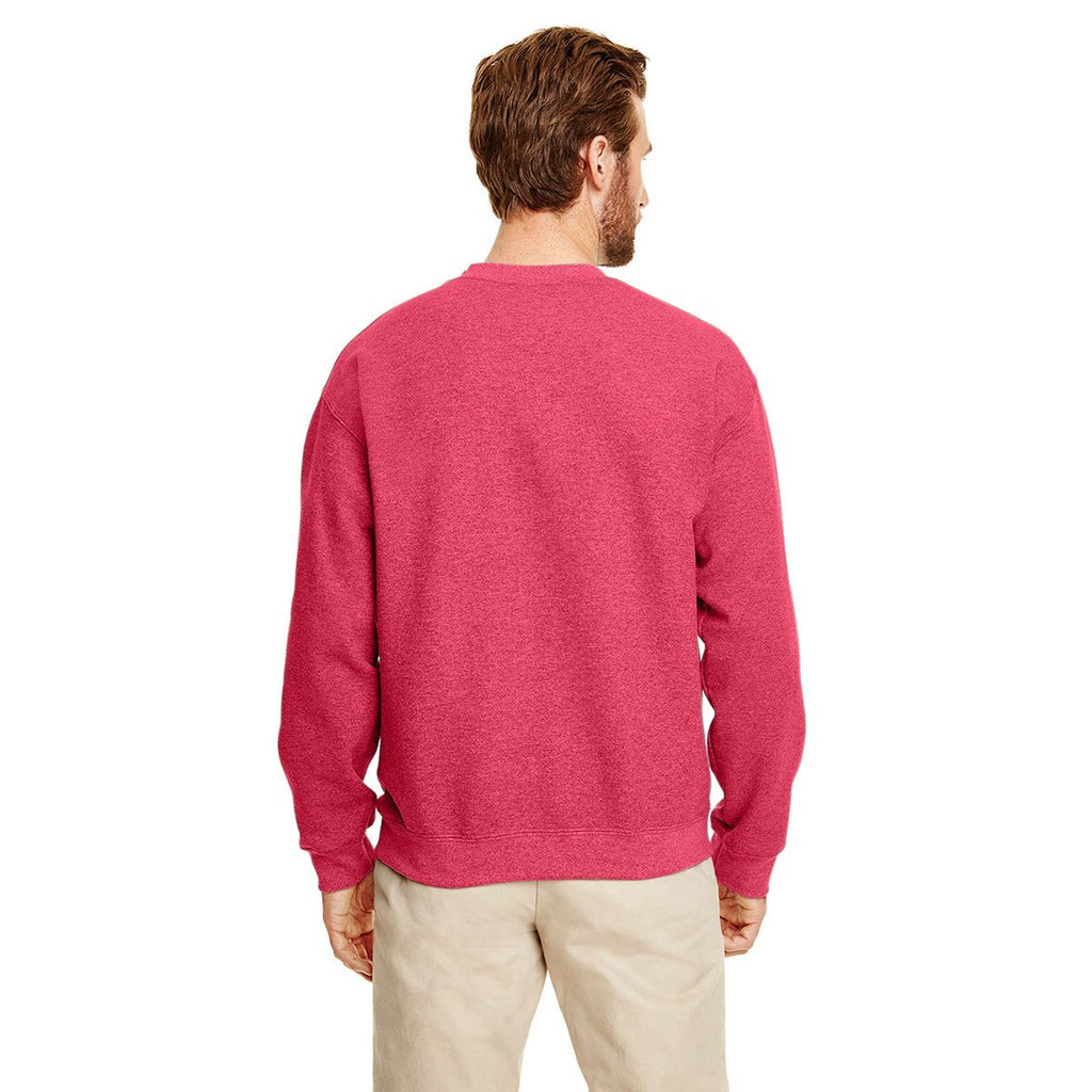 Gildan Men's Heather Sport Scarlet Red Heavy Blend 50/50 Fleece Crew