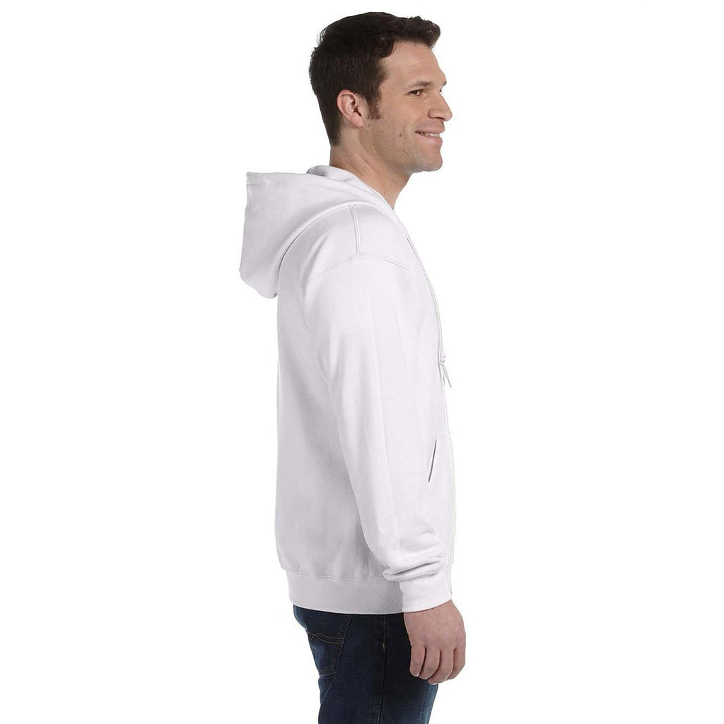 Gildan Men's White Heavy Blend 50/50 Full Zip Hoodie