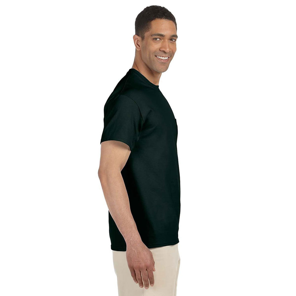 Gildan Men's Forest Green Ultra Cotton Pocket T-Shirt