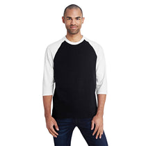 Gildan Men's Black/White 5.3 oz. 3/4-Raglan Sleeve T-Shirt