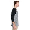 Gildan Men's Sport Grey/Black 5.3 oz. 3/4-Raglan Sleeve T-Shirt