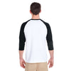 Gildan Men's White/Black 5.3 oz. 3/4-Raglan Sleeve T-Shirt
