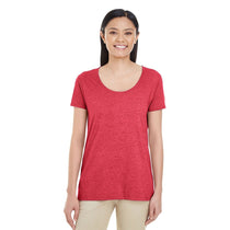 Gildan Women's Heather Red Softstyle 4.5 oz. Deep Scoop T-Shirt
