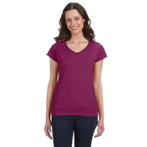 Gildan Women's Berry SoftStyle 4.5 oz. Fitted V-Neck T-Shirt