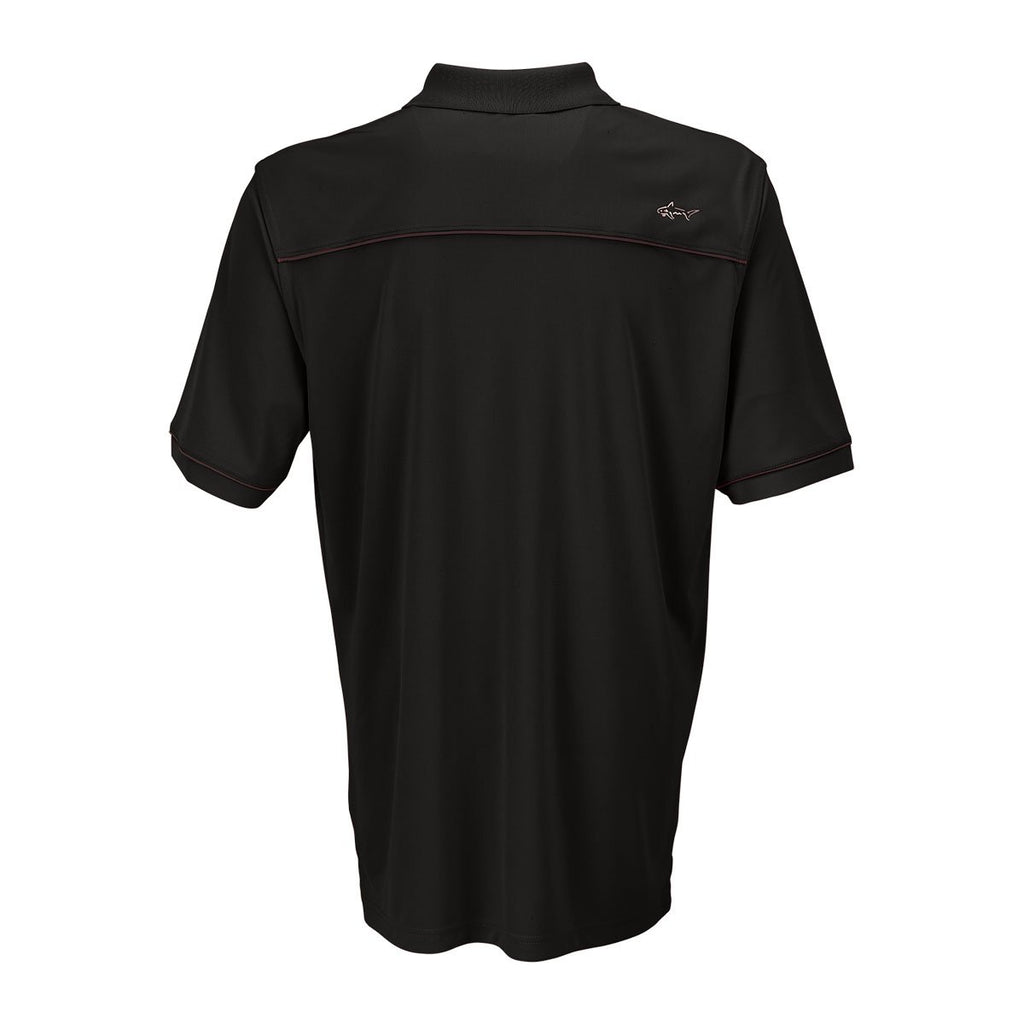 Greg Norman Men's Black Body/White Piping Play Dry Protek Micro Lux Polo