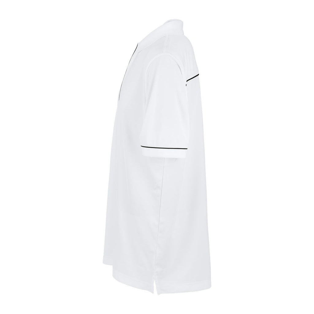 Greg Norman Men's White Body/Black Piping Play Dry Protek Micro Lux Polo