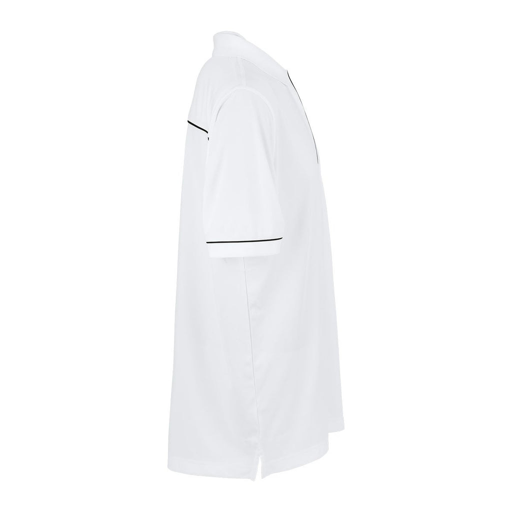Greg Norman Men's White Body/Black Piping Play Dry Protek Micro Lux Polo