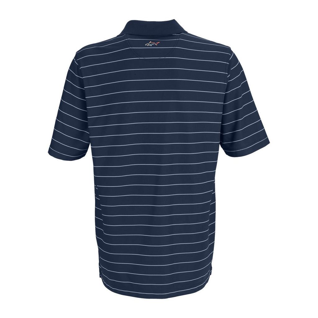 Greg Norman Men's Navy/White Play Dry Performance Striped Mesh Polo