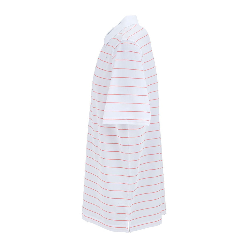 Greg Norman Men's White/Red Play Dry Performance Striped Mesh Polo