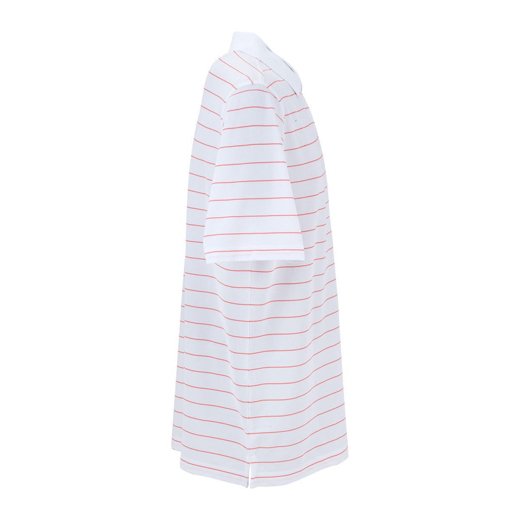 Greg Norman Men's White/Red Play Dry Performance Striped Mesh Polo