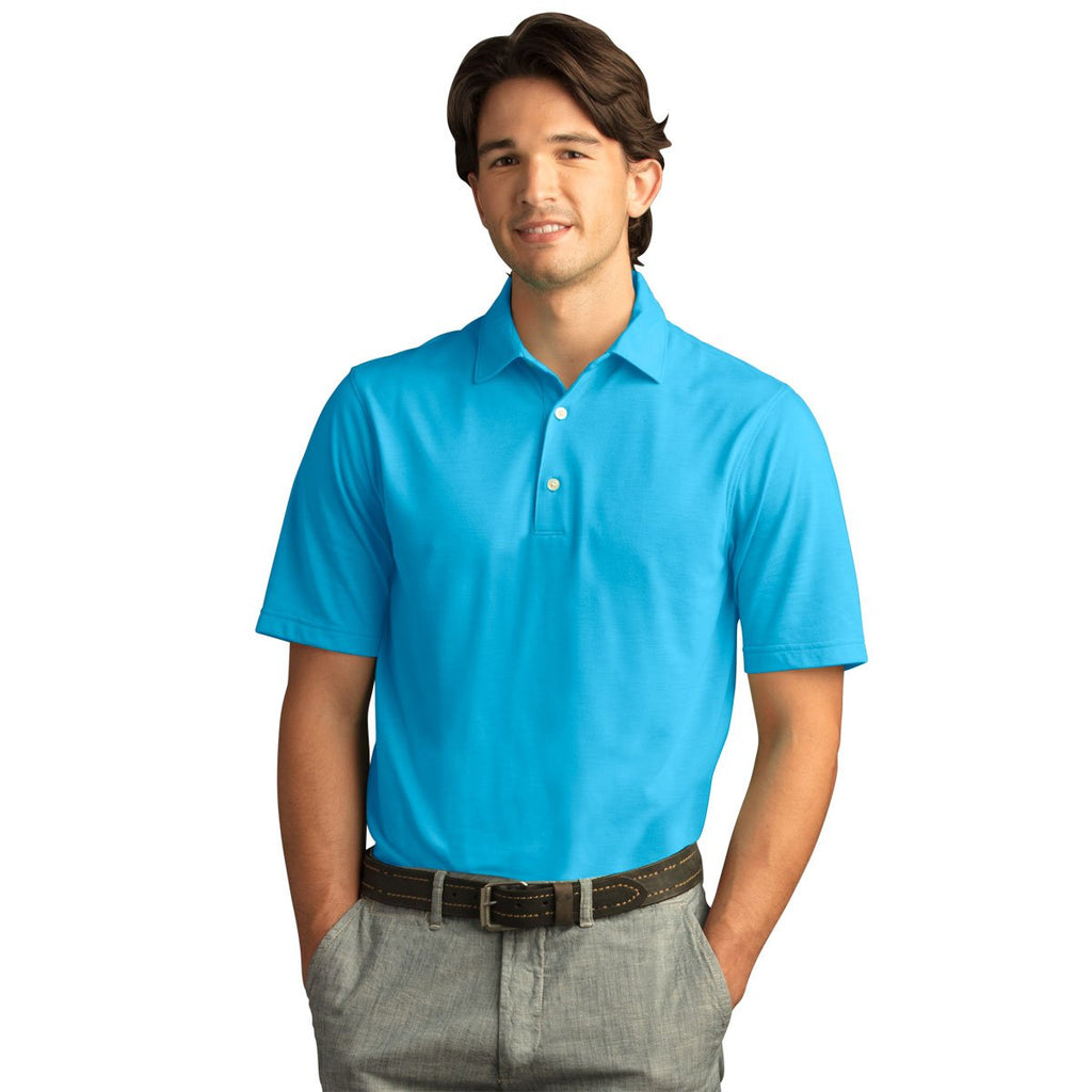 Greg Norman Men's Caribbean Blue Play Dry Foreward Series Polo