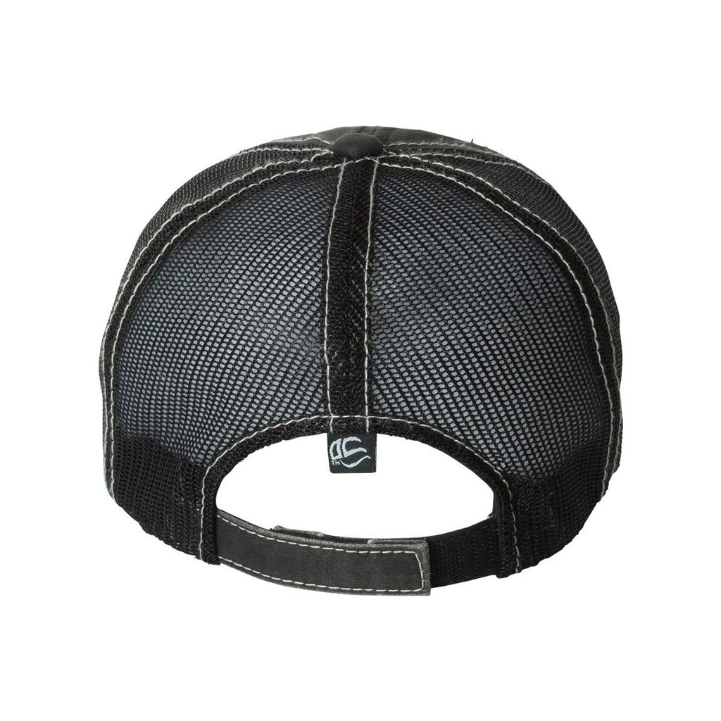 Outdoor Cap Black Weathered Mesh Back Cap
