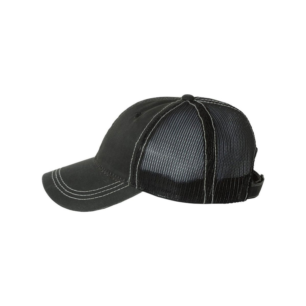 Outdoor Cap Black Weathered Mesh Back Cap