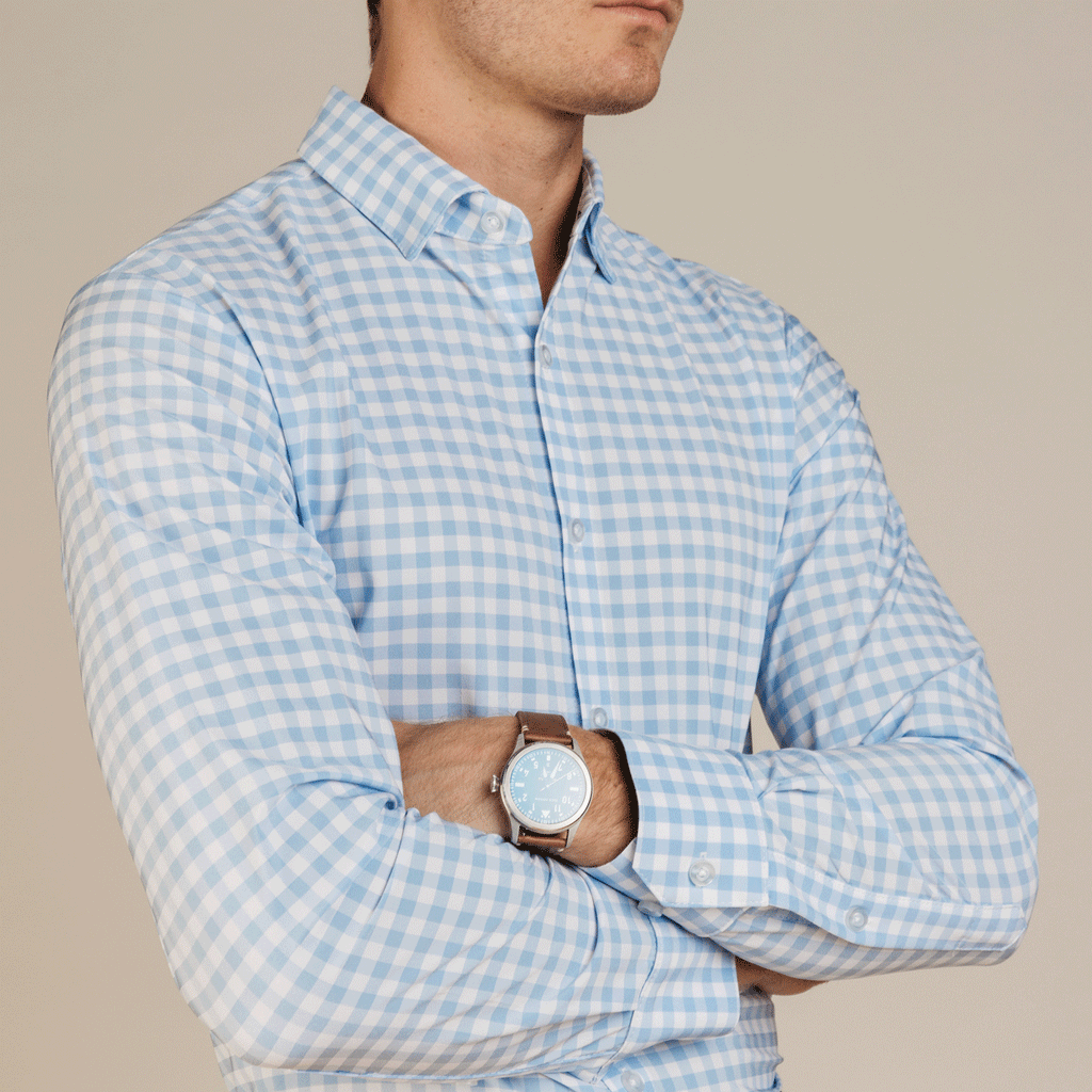 Mizzen+Main Men's Light Blue Check Hampton Dress Shirt