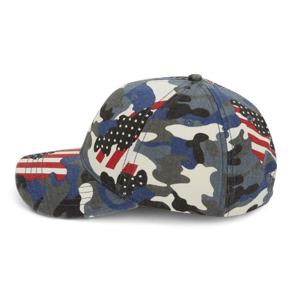 Paramount Apparel Blue Americana Woodland Washed Generic Camo Cap