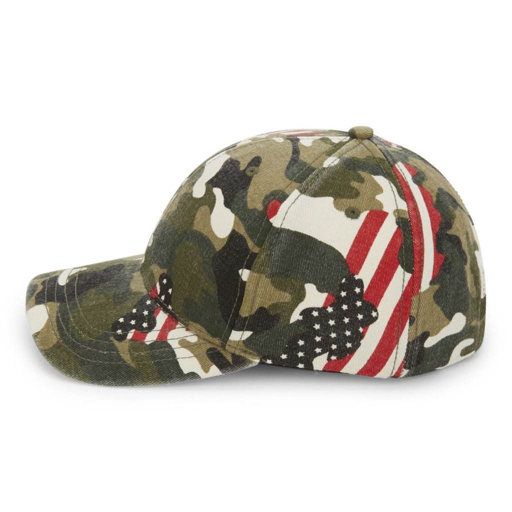 Paramount Apparel Green Americana Woodland Washed Generic Camo Cap