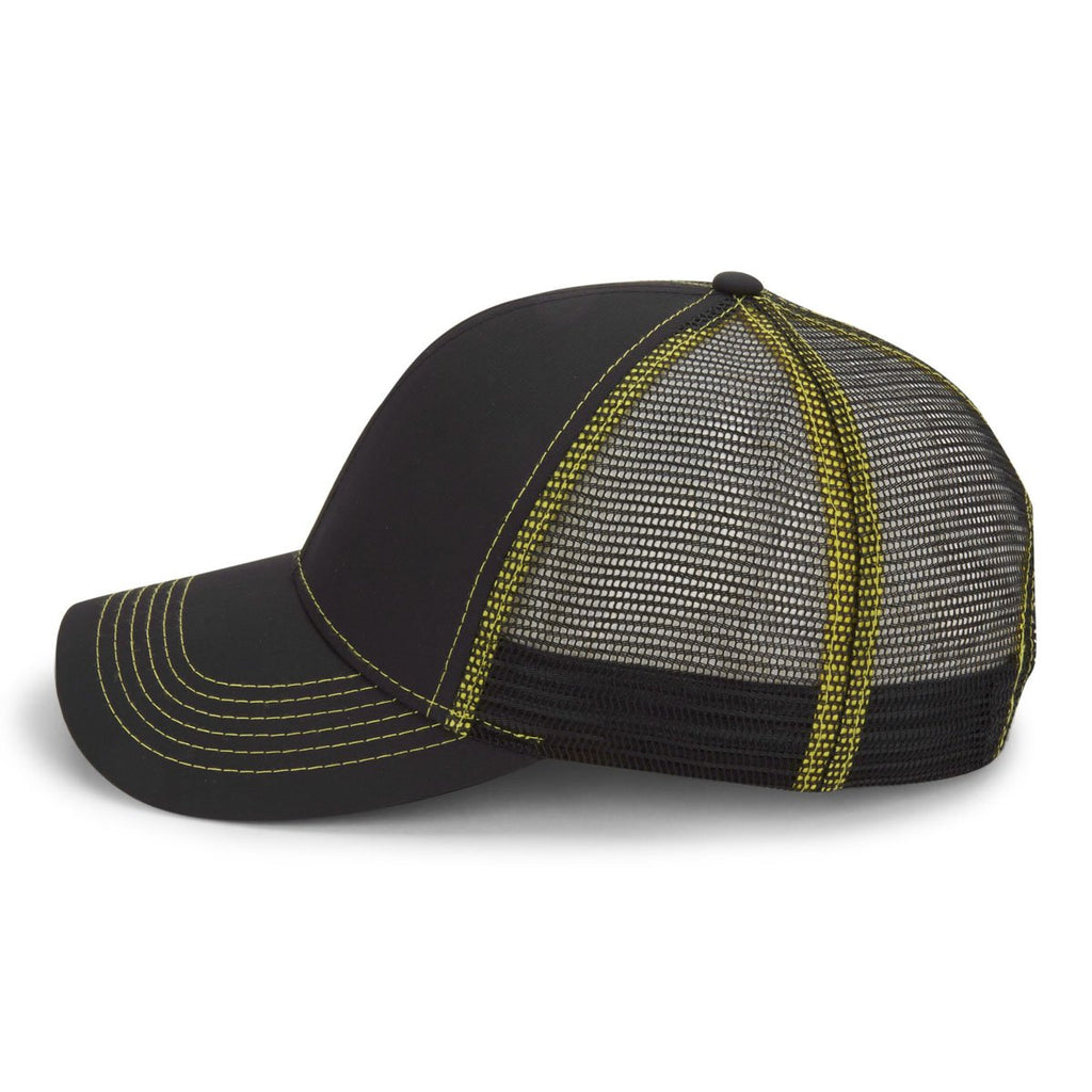 Paramount Apparel Black/Neon Yellow Performance Mesh Back Cap