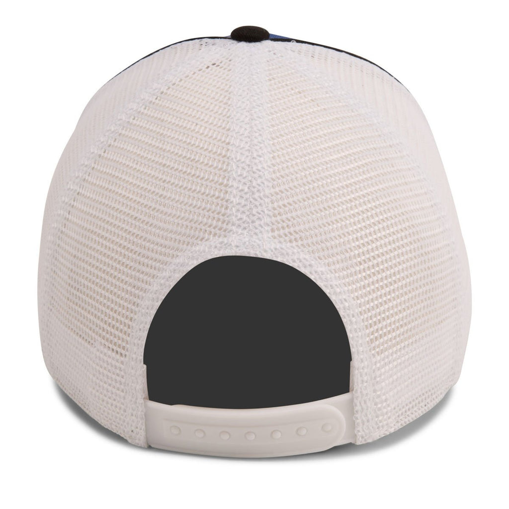 Paramount Apparel Royal/Black/White Piped Fine Mesh Cap
