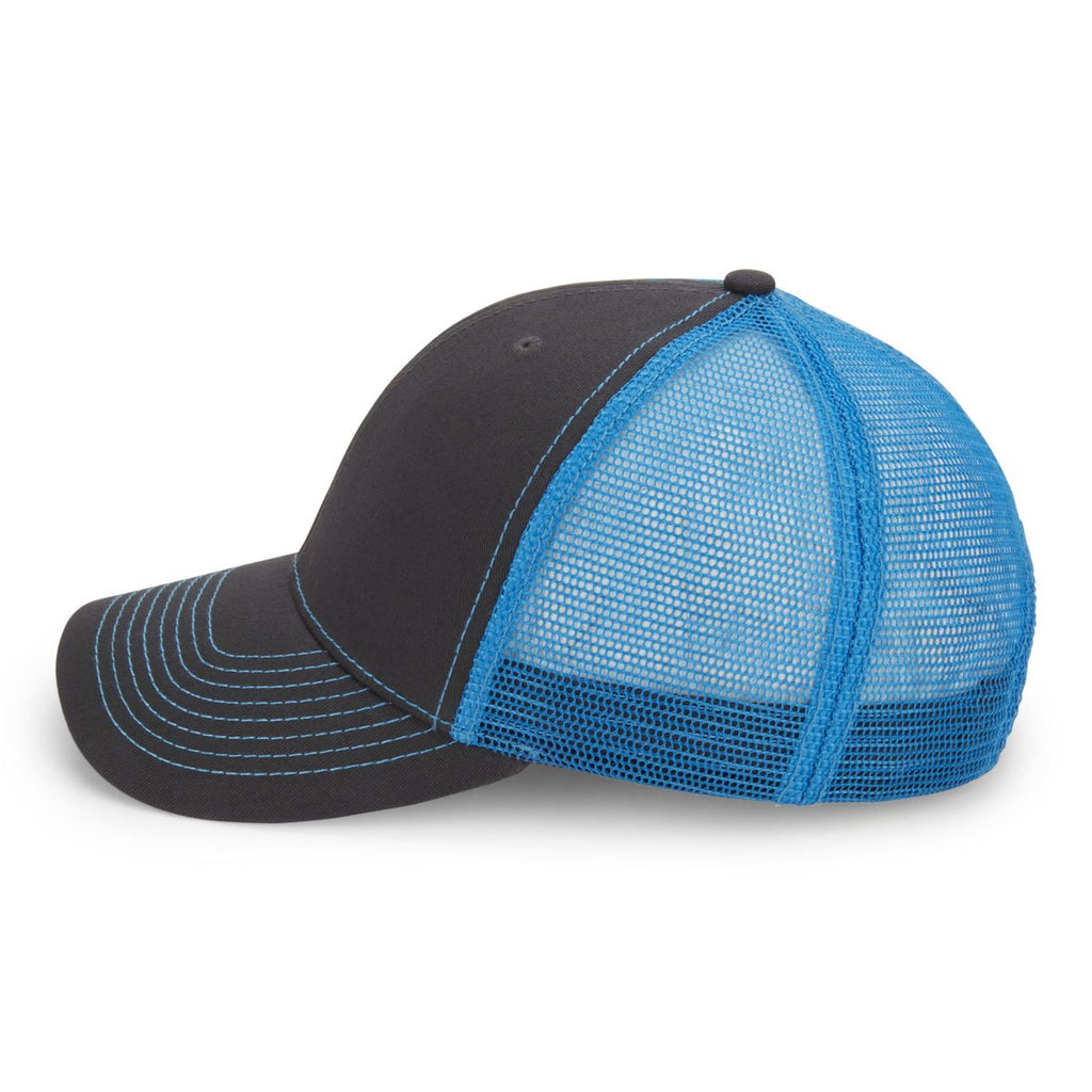 Paramount Apparel Charcoal/Neon Blue Neon Mesh Back Cap