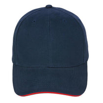 Paramount Apparel Navy/Red Contrasting Sandwich Visor Brushed Twill Cap