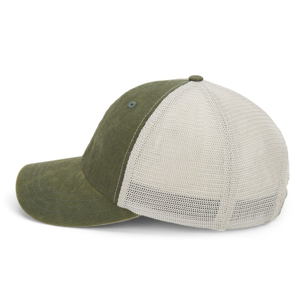 Paramount Apparel Olive/Stone Pigment Washed Soft Mesh Cap