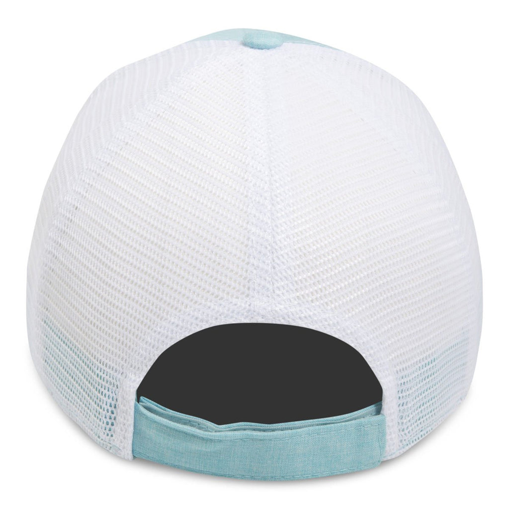 Paramount Apparel Aqua/White Chambray Linen Fine Mesh Cap