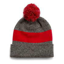 Paramount Apparel Heather Grey/Red Heather Pom Knit Beanie