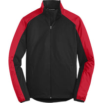 Port Authority Men's Deep Black/Rich Red Active Colorblock Soft Shell Jacket
