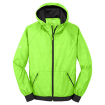Sport-Tek Men's Lime Shock/Black Embossed Hooded Wind Jacket