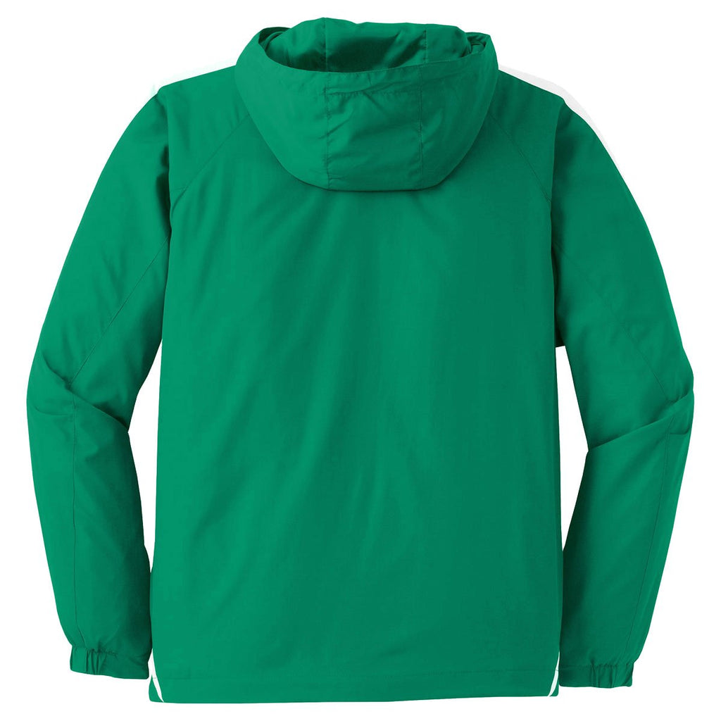 Sport-Tek Men's Kelly Green/White Colorblock Raglan Anorak