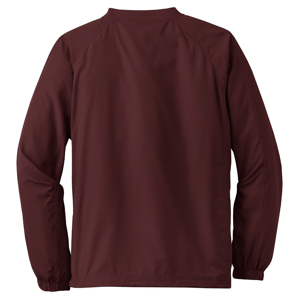 Sport-Tek Men's Maroon V-Neck Raglan Wind Shirt