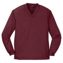 Sport-Tek Men's Maroon V-Neck Raglan Wind Shirt