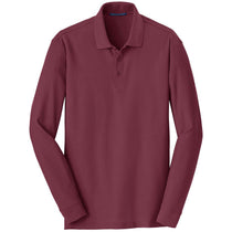 Port Authority Men's Burgundy Long Sleeve Core Classic Pique Polo