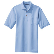 Port Authority Men's Light Blue Pique Knit Polo with Pocket