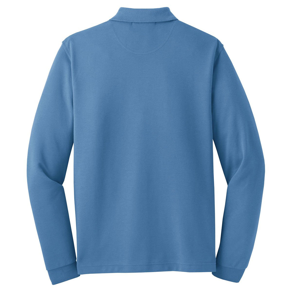 Port Authority Men's Riviera Blue Rapid Dry Long Sleeve Polo