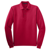 Port Authority Men's Red Long Sleeve Silk Touch Polo