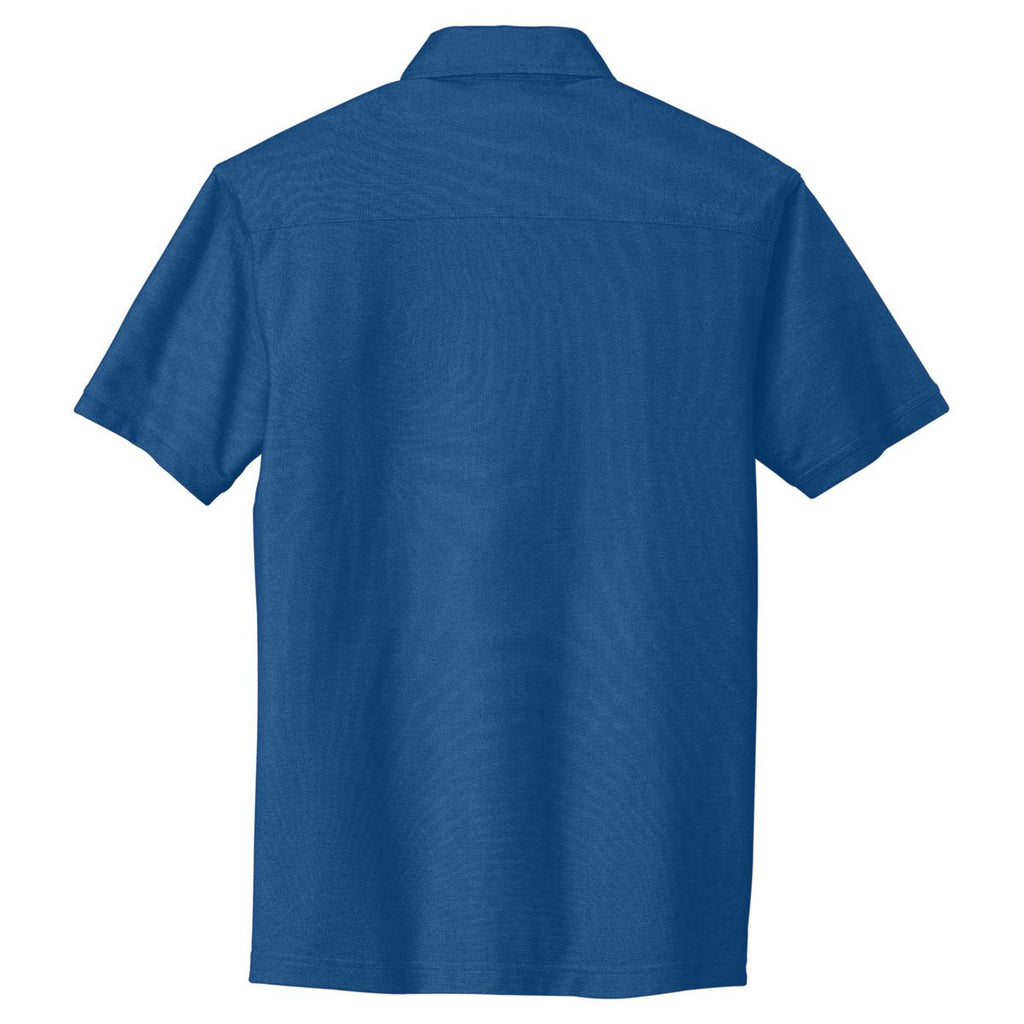 Port Authority Men's Marina Blue/True Navy Oxford Pique Double Pocket Polo