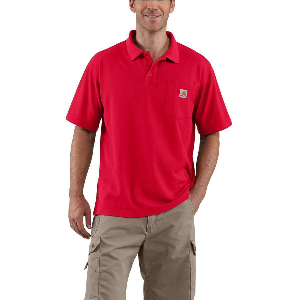 Carhartt Men's Red Contractor's Work Pocket Polo