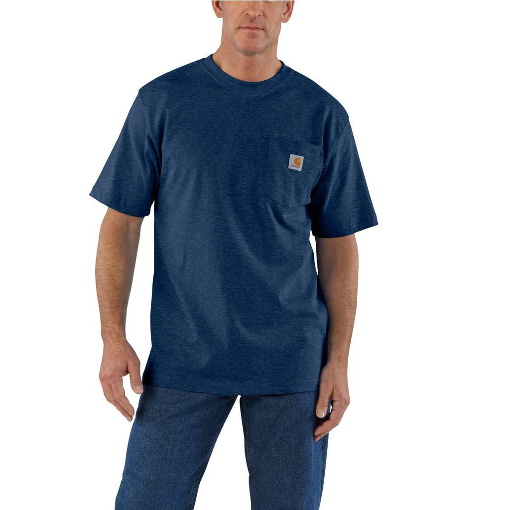 Carhartt Men's Dark Cobalt Blue Heather Workwear Pocket S/S T-Shirt