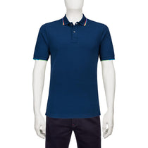 Bugatchi Men's Navy Two Button Ribbed Polo Collar