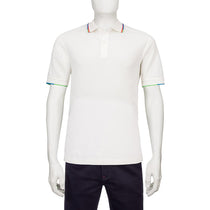 Bugatchi Men's White Two Button Ribbed Polo Collar